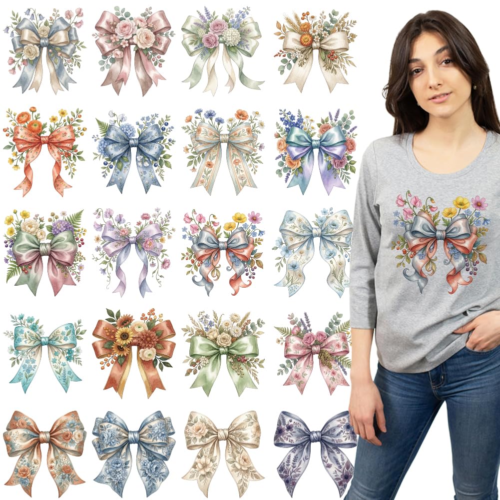 Transfert textile thermocollant arricraft : 20 stickers noeud floral pour tissu