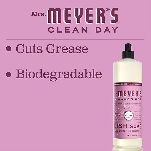 Miniatura 163 de Mrs. Meyer's Clean Day - Detergente líquido para platos, aroma a albahaca, fórmula biodegradable, paquete de 6 unidades, 16 fl oz