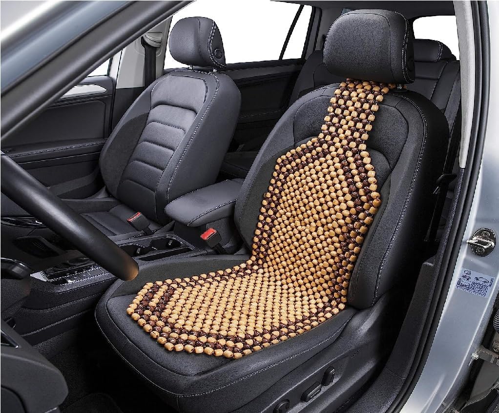 Brown Wooden Bead Car Van Taxi Front Seat Cover Cushion Classic Beaded