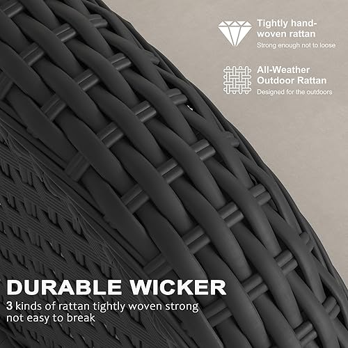 Miniatura 7 de LayinSun 10 Pieces Outdoor Patio Furniture Set with Fire Pit Table, Rattan Wicker Sectional Swivel Rocker Chairs Sets