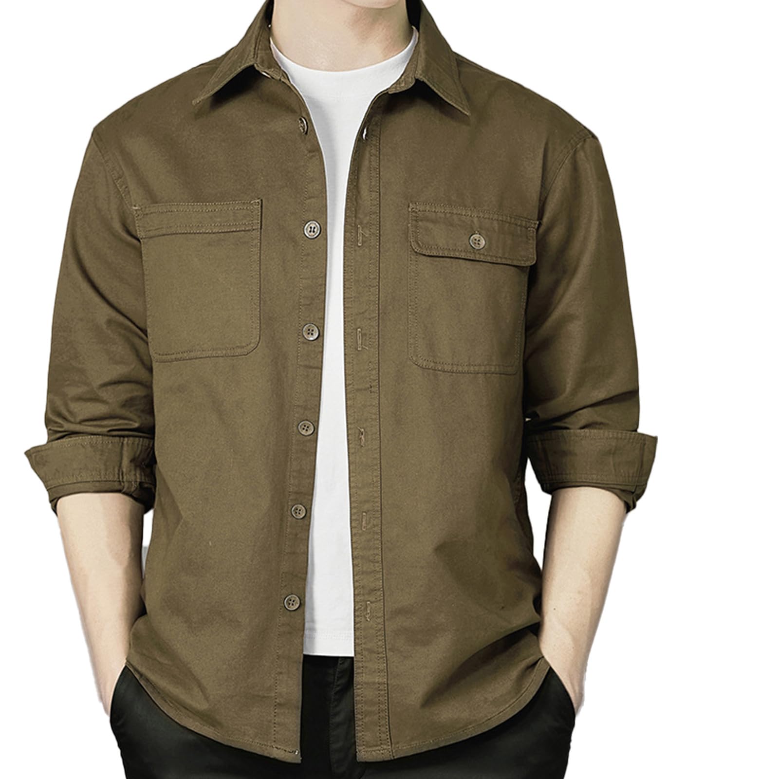 Chemise en coton délavé résistante avec poches rabat - 6
