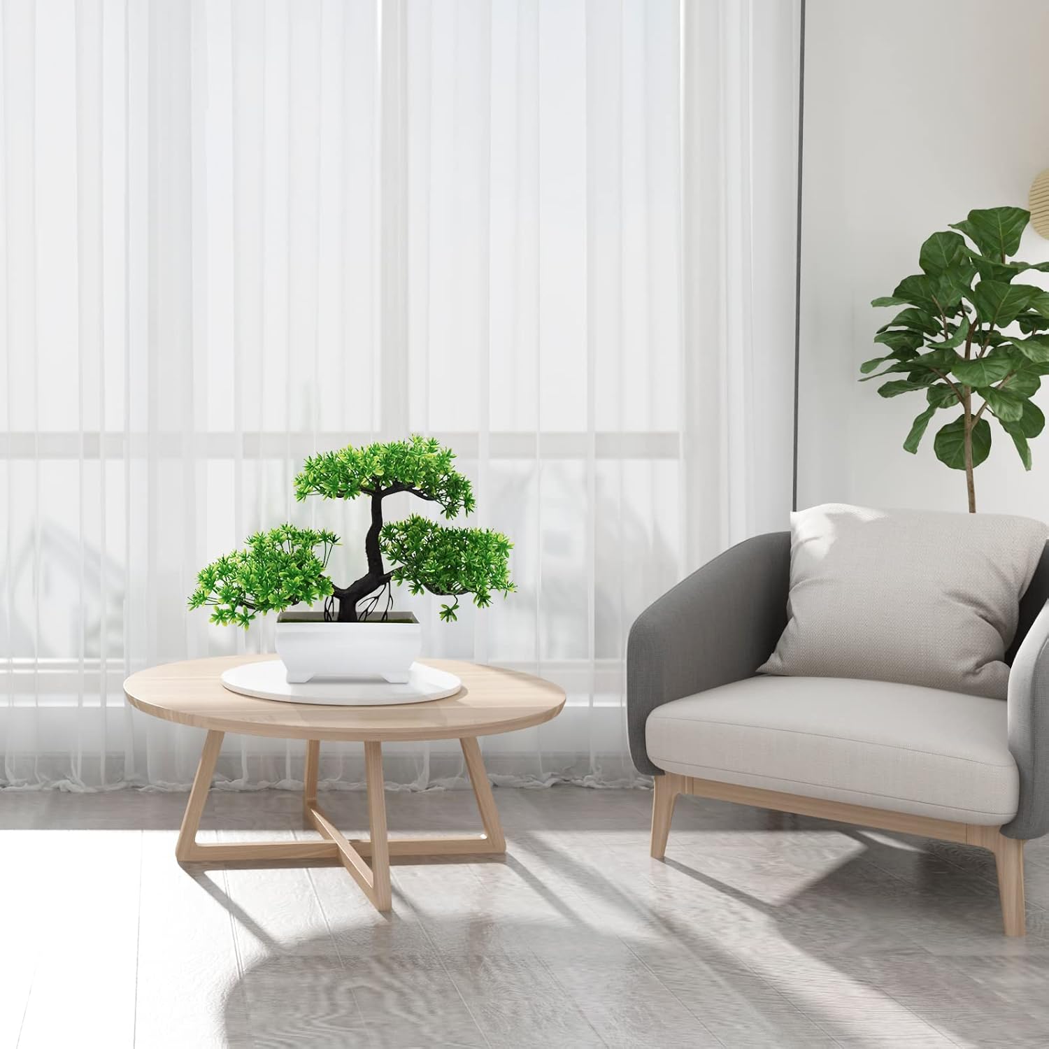 Artificial Bonsai Tree Cloud Pine Bionic Plant Indoor Small Fake Plants Decor Zen Garden Desk Home Desktop Office Bathroom Shelf Bedroom Living Room Decorations (Green) - Image 7