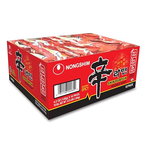 Nongshim Shin Noodle Ramyun - Picante picante gourmet paquetes de 42 onzas paquete de 16