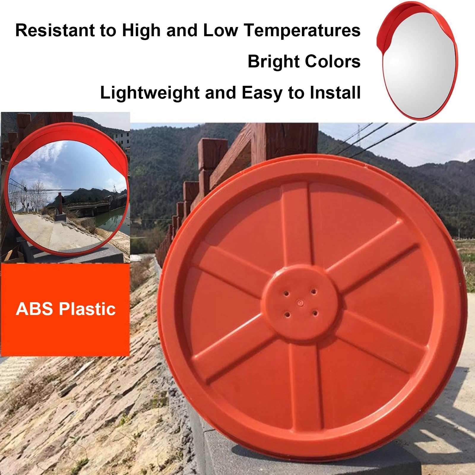 Miroir Convexe Circulation Réglable, Miroir Routier Convexe Vision à 220°, Miroir de Sécurité avec Dos en ABS pour Angles Morts, Allées, Entrepôts(80 * 80cm/31 * 31in)