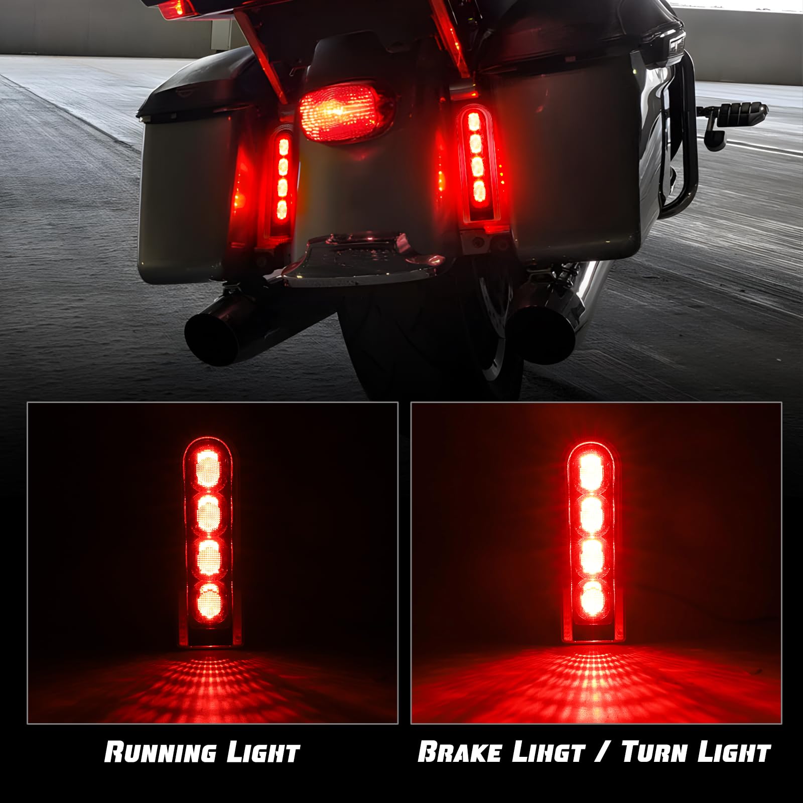 Motorcycle Rear Saddlebag Accent LED Light Insert Filler Support Compatible with Harley Touring Road King Ultra Limited Street Road Electra Glide 2014-2024 (Silver)