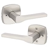 Kwikset Tripoli Lever Interior Privacy Door Handle with Lock, Door Lever For Bathroom and Bedroom, Satin Nickel Reversible Keyless Turn Lock, with Microban Protection
