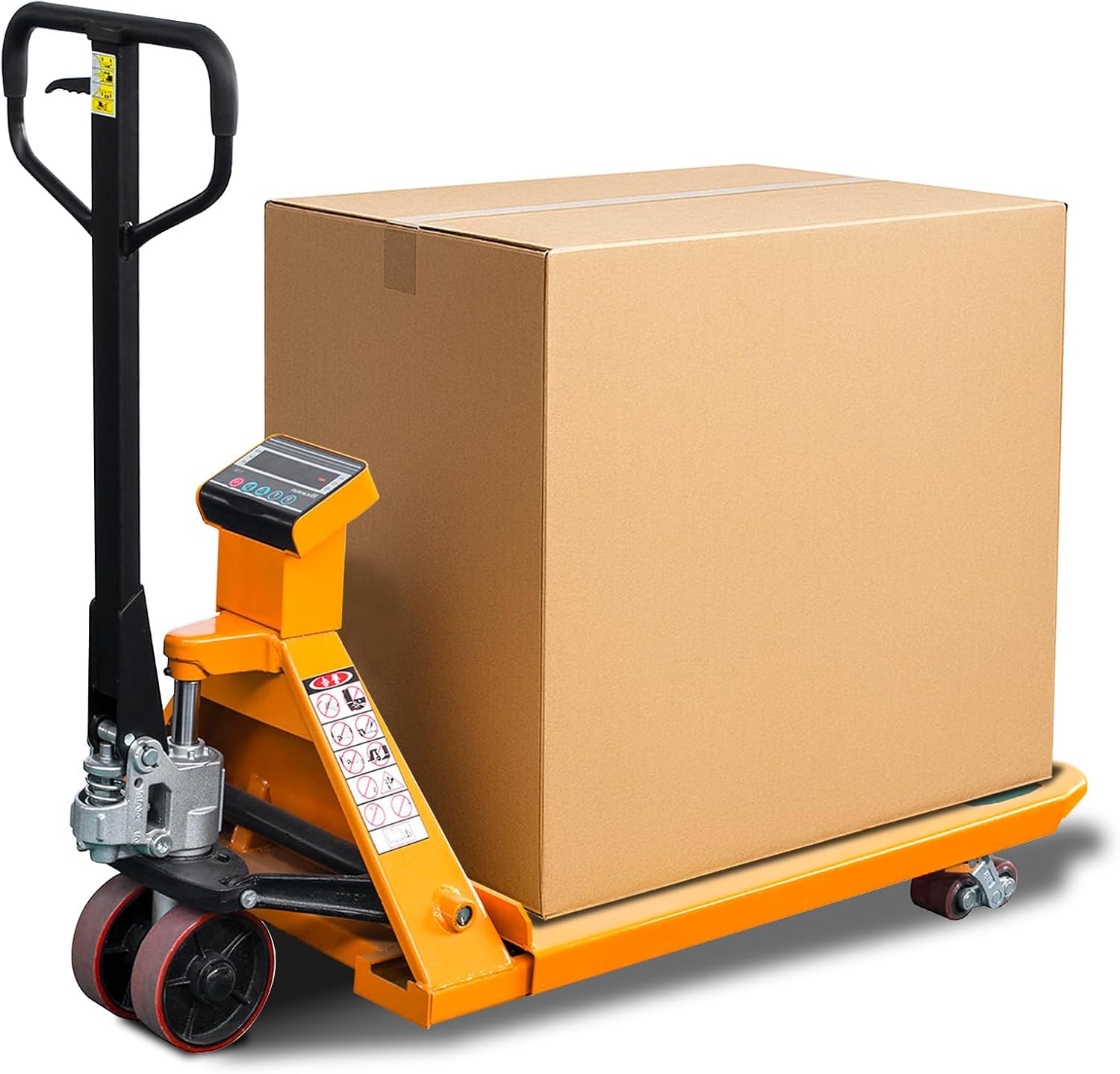 Pallet Jack Scale, 4400 lbs Capacity, 27" W x 45" L Forks, LCD Display, Lb/Kg Switchable Manual Hand Control Pallet Truck with Built-in Scale, PU Wheels