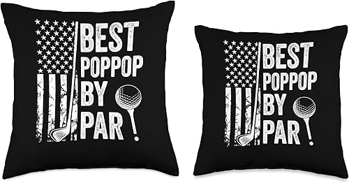 Miniatura 3 de Best Dad By Par Golfing Apparel by AlphaONE Best Poppop by Par USA Flag Fathers Day Golfing Grandpa Throw Pillow, 16x16, Multicolor