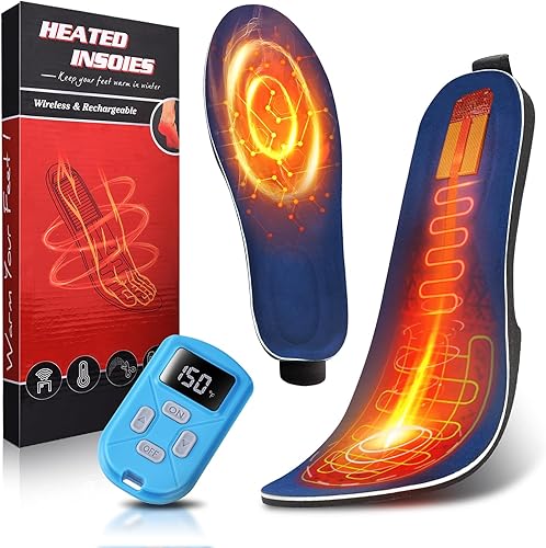 Plantilla térmica para hombres y mujeres, calentadores de pies recargables con control remoto, plantillas eléctricas para zapatos térmicos para