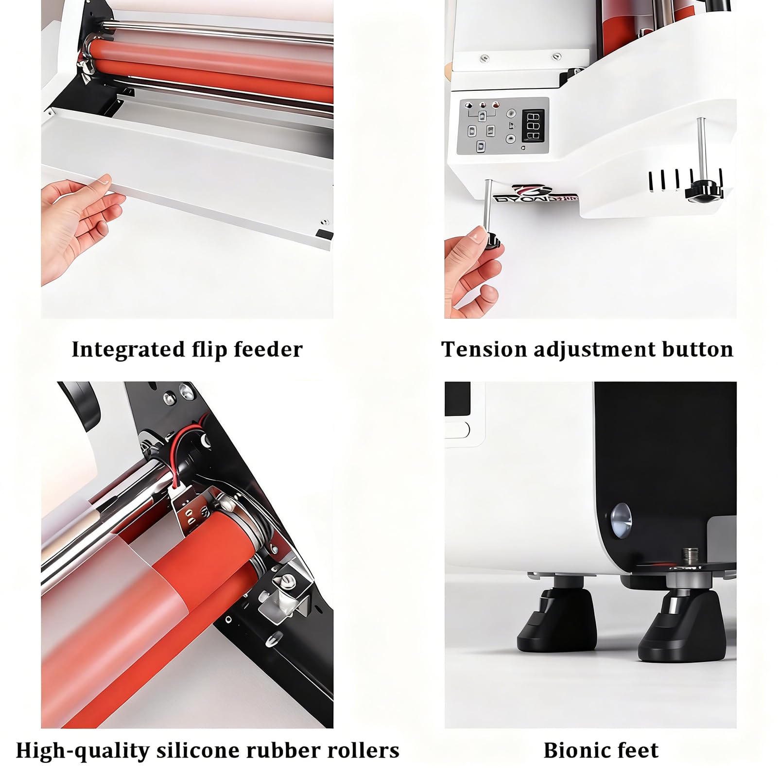 Laminatrice a Rotolo Singolo E Doppio Lato, Laminatrice a Rotolo a Caldo Freddo, Macchina for Laminazione a Caldo Freddo, Regolazione Da 0 a 180℃, for Documenti, Foto, Cartoline