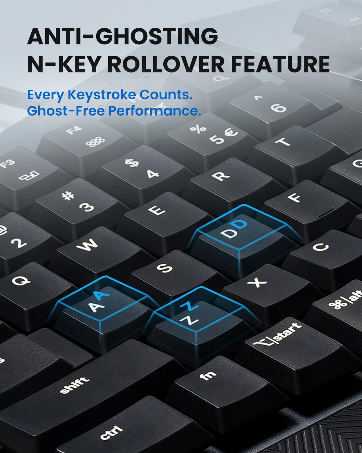 Perixx PERIBOARD-535BL Ergonomische kabelgebundene mechanische Tastatur, volle Größe, diskrete Blaue Klickschalter, kompatibel mit Windows und macOS