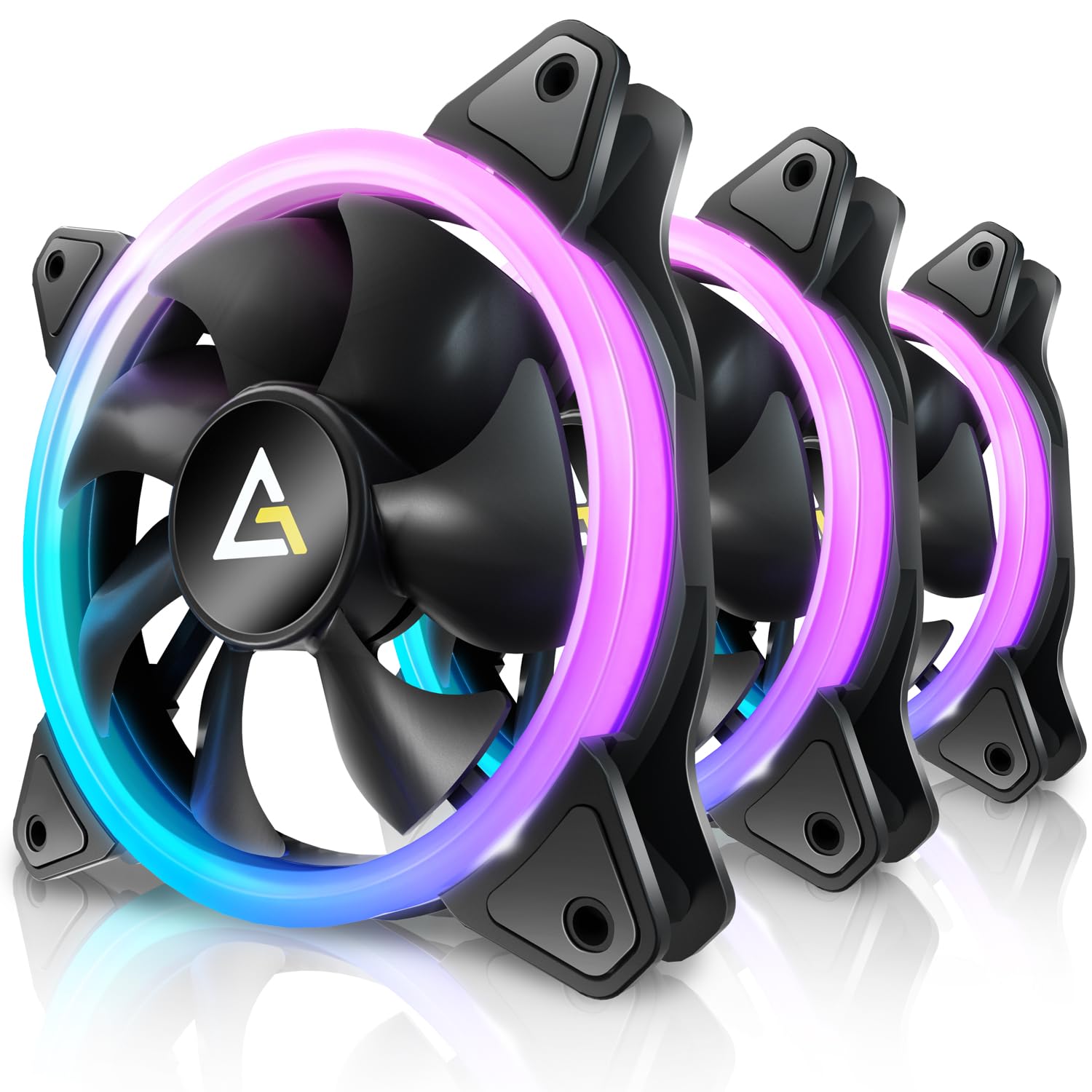 Antec RGB Fans 120mm, PWM PC Fans, 120mm RGB Fans, 120mm Case Fan 3 Packs, Computer Case Fans