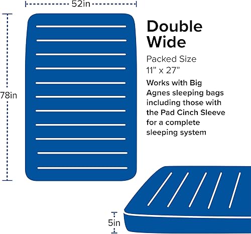 Miniatura 6 de Big Agnes Captain Comfort Deluxe Camp  Sumamente cómodo, para todo tipo de clima, colchoneta autoinflable, doble ancho, mar de Gibraltar