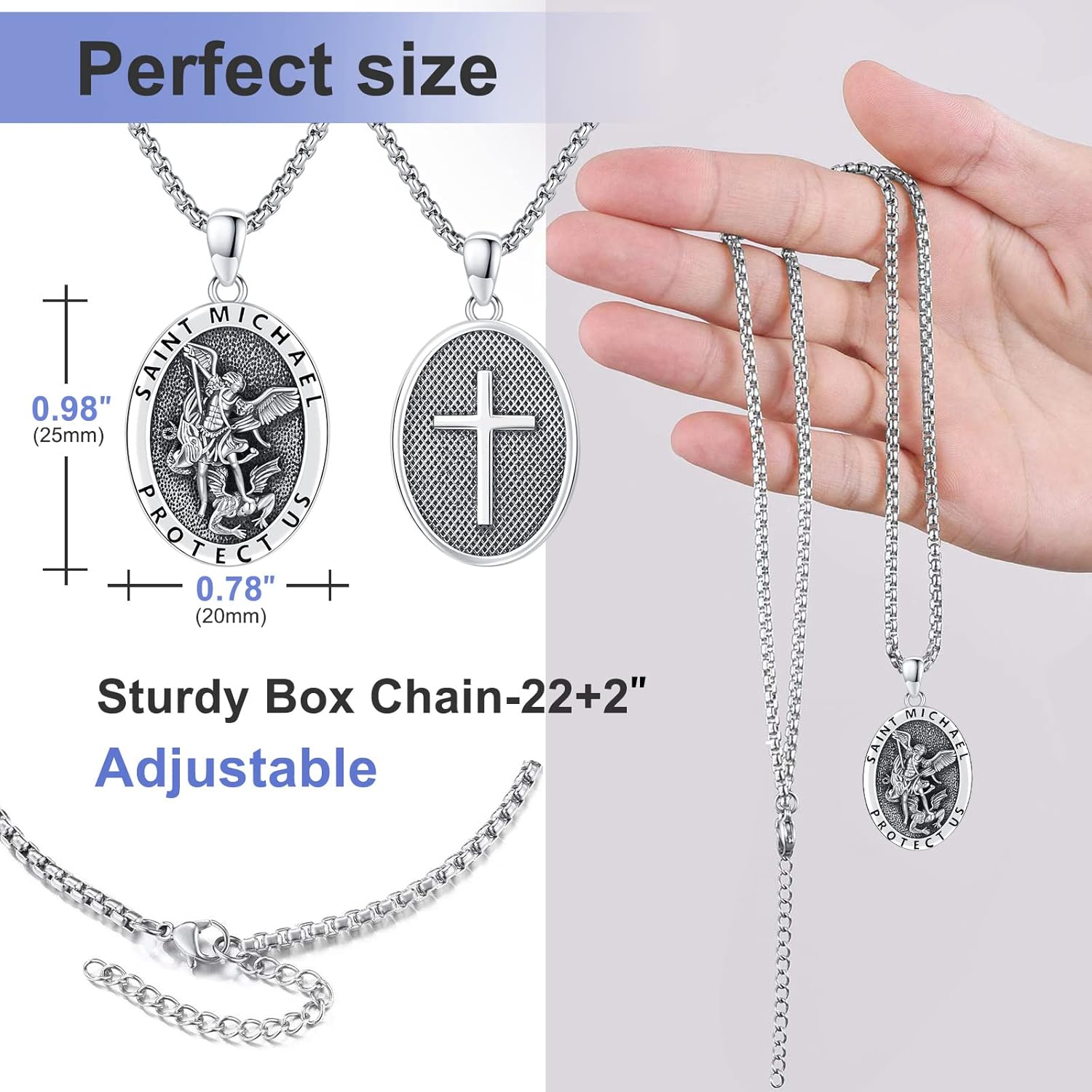 Saint Necklace S925 Sterling Silver Patron St Amulet Medal Protection Pendant Jewelry for Men Women - Image 4