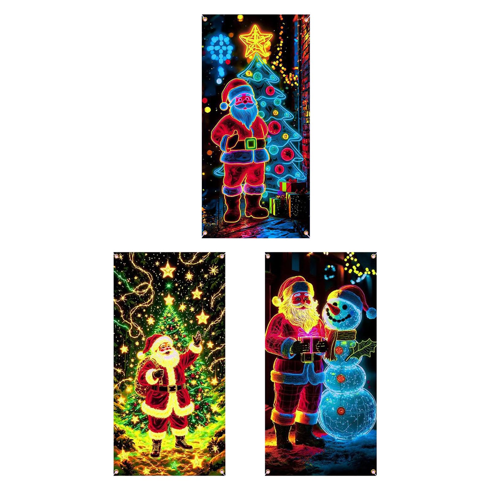 Rideau de porte fluorescent lavable et robuste pour décoration de Noël