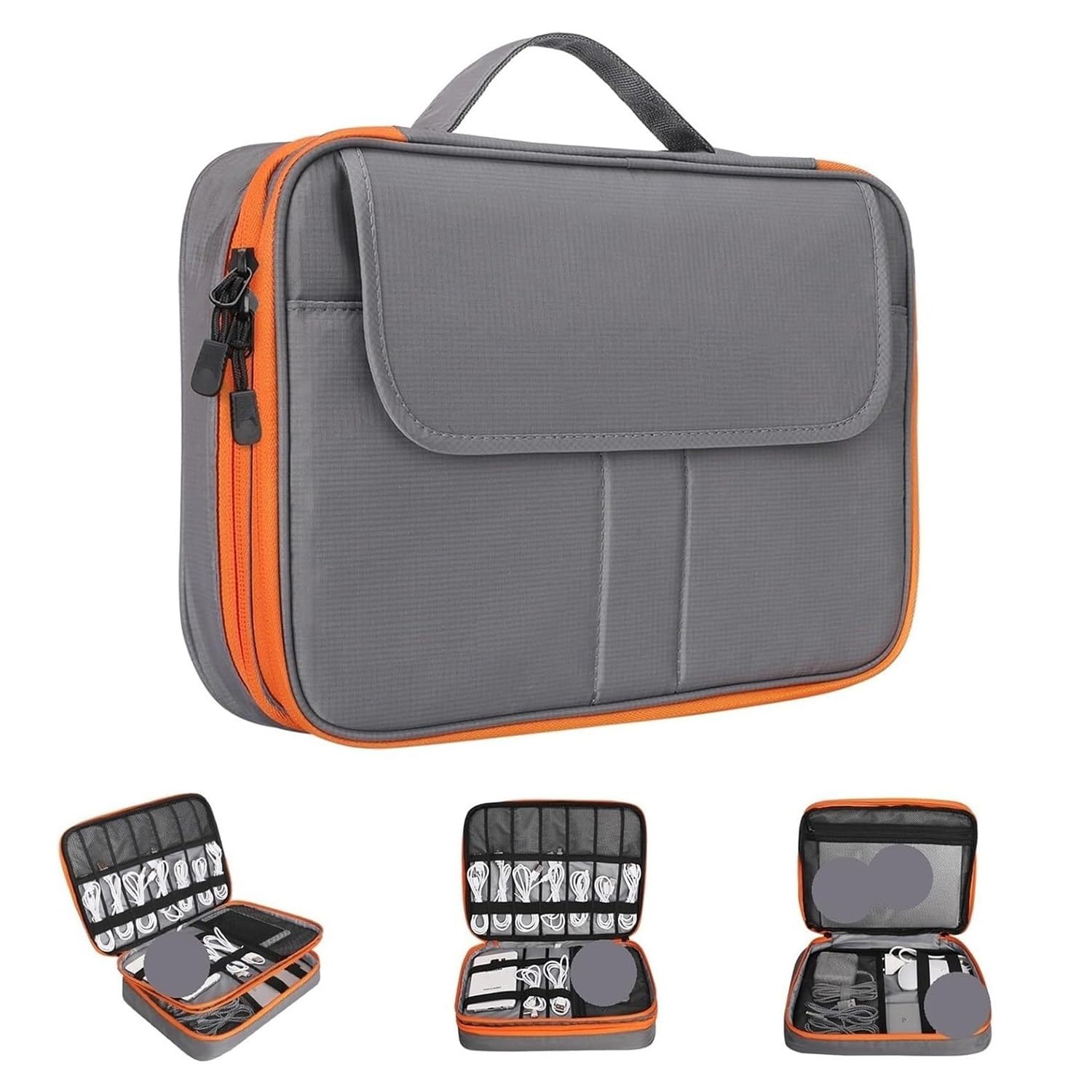 Torba do organizowania kabla | Podwójne warstwy dużej pojemności podróży elektroniczny gadżet carry case(Gray)