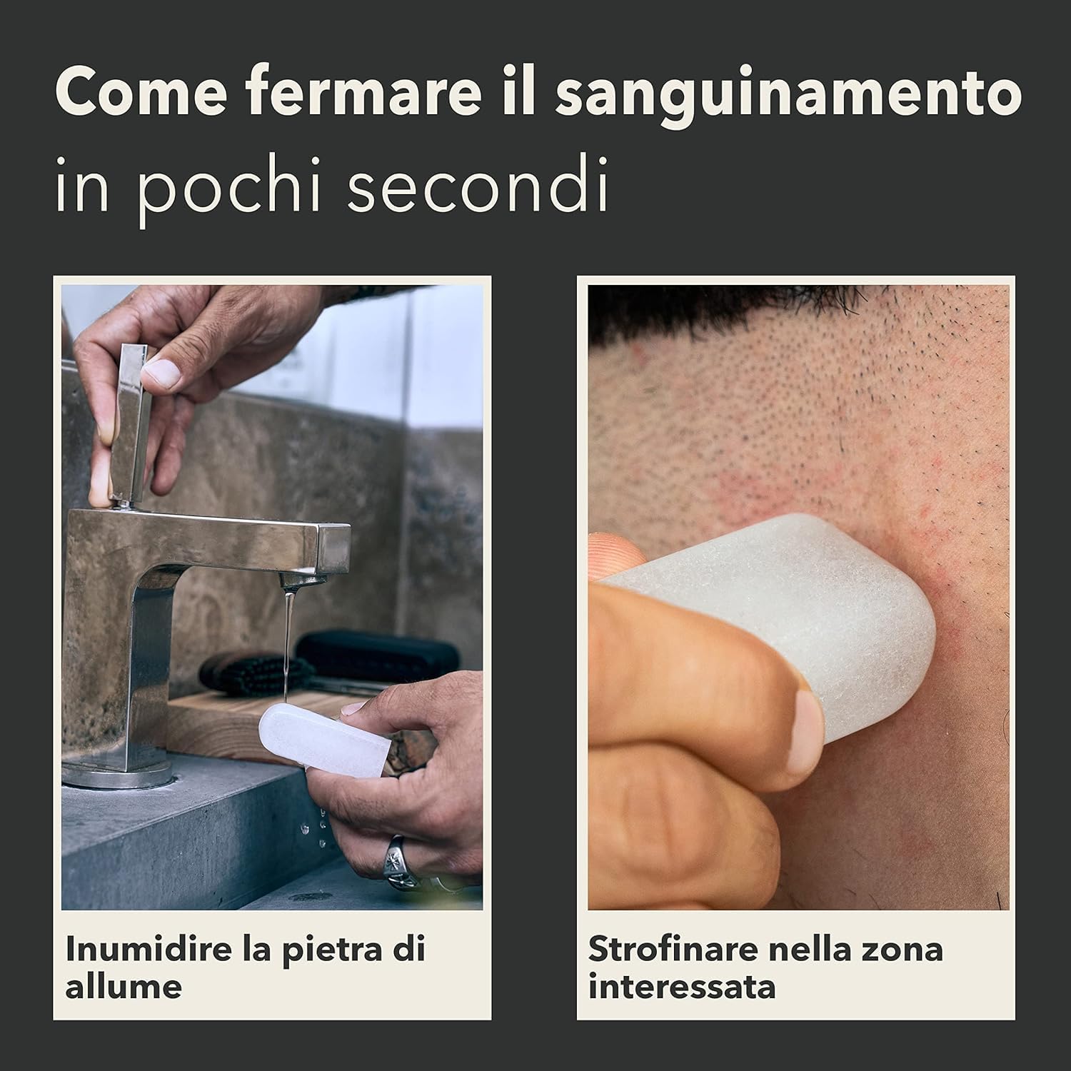 Störtebekker® - Premium Pietra di allume - Sedativo del sangue dopobarba - Lenisce la pelle dopo la rasatura con un rasoio di sicurezza/coltello - effetto antisettico - Blocco di allume potassio