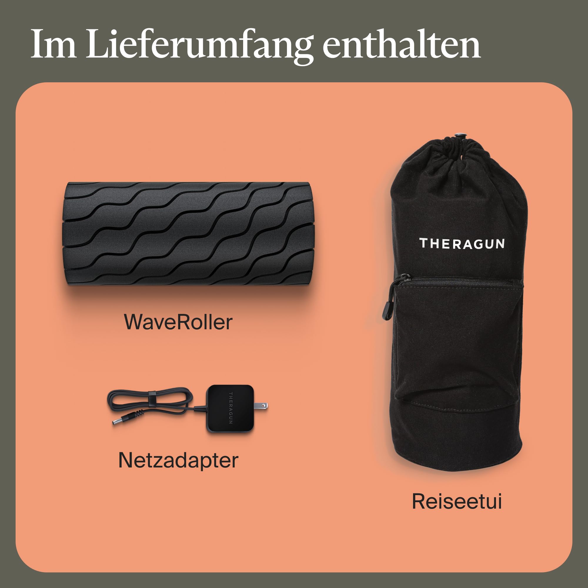 Waver Roller aus der Wave-Serie – Schaumstoffrolle für den ganzen Körper und große Muskeln – Muskelrolle mit hoher Dichte für Sportler – Mit 5 anpassbaren Vibrationsfrequenzen in der Therabody-App