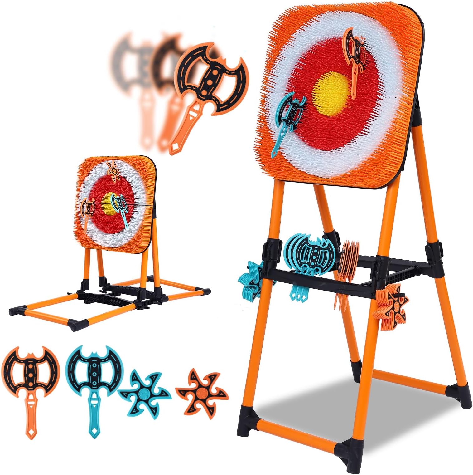Portable Axe Toss Game, Bristle Lens with 16 Throwing Axes for Backyard, Indoor and Outdoor, Yard Games, Carnival Games
