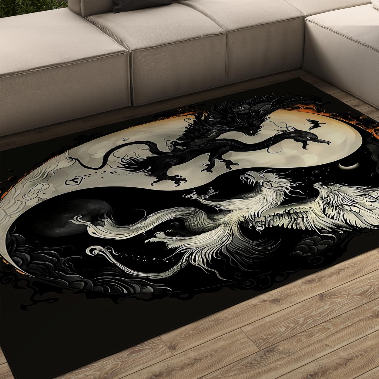 Tapis de salon Yin Yang 100x150 pour un bureau à domicile zen