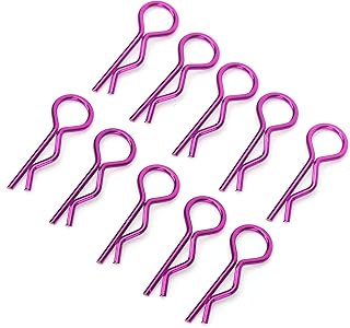 Dilwe 10Pcs RC Body Clips, 8.3mm R Clips RC Car Shell Clip R-Shaped Metal RC Car Body Clips Pins for 1/5 1/6 1/8 1/10 RC Car Parts Truck Buggy Shell Replacement RC Accessories(Purple)