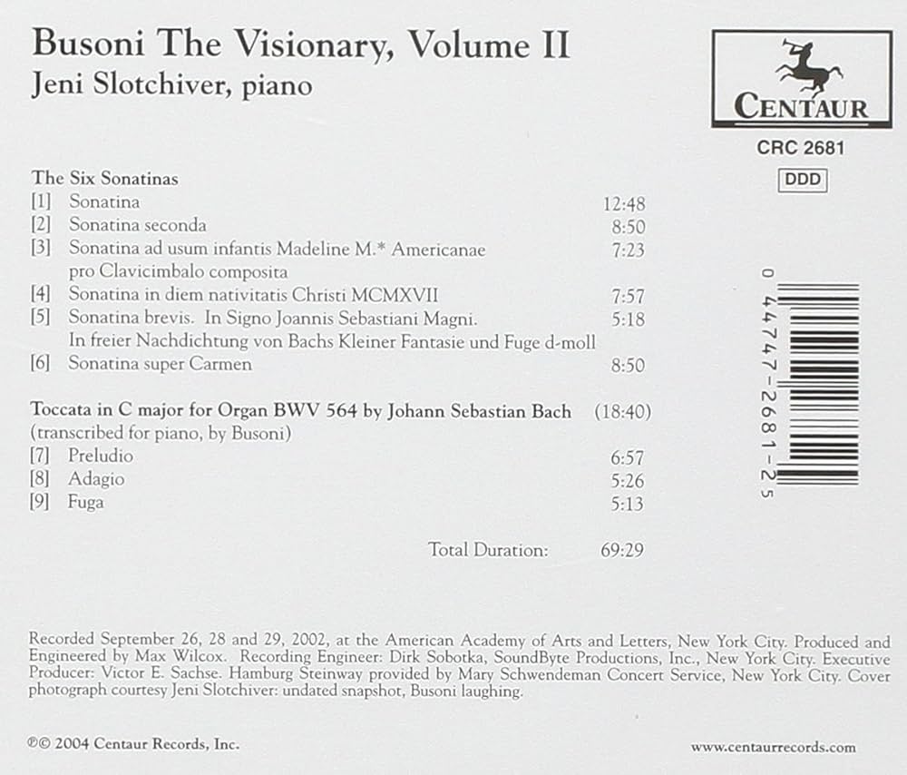 V 2: The Visionary - Six Sonat: BOLCOM / WEINSTEIN, Jeni