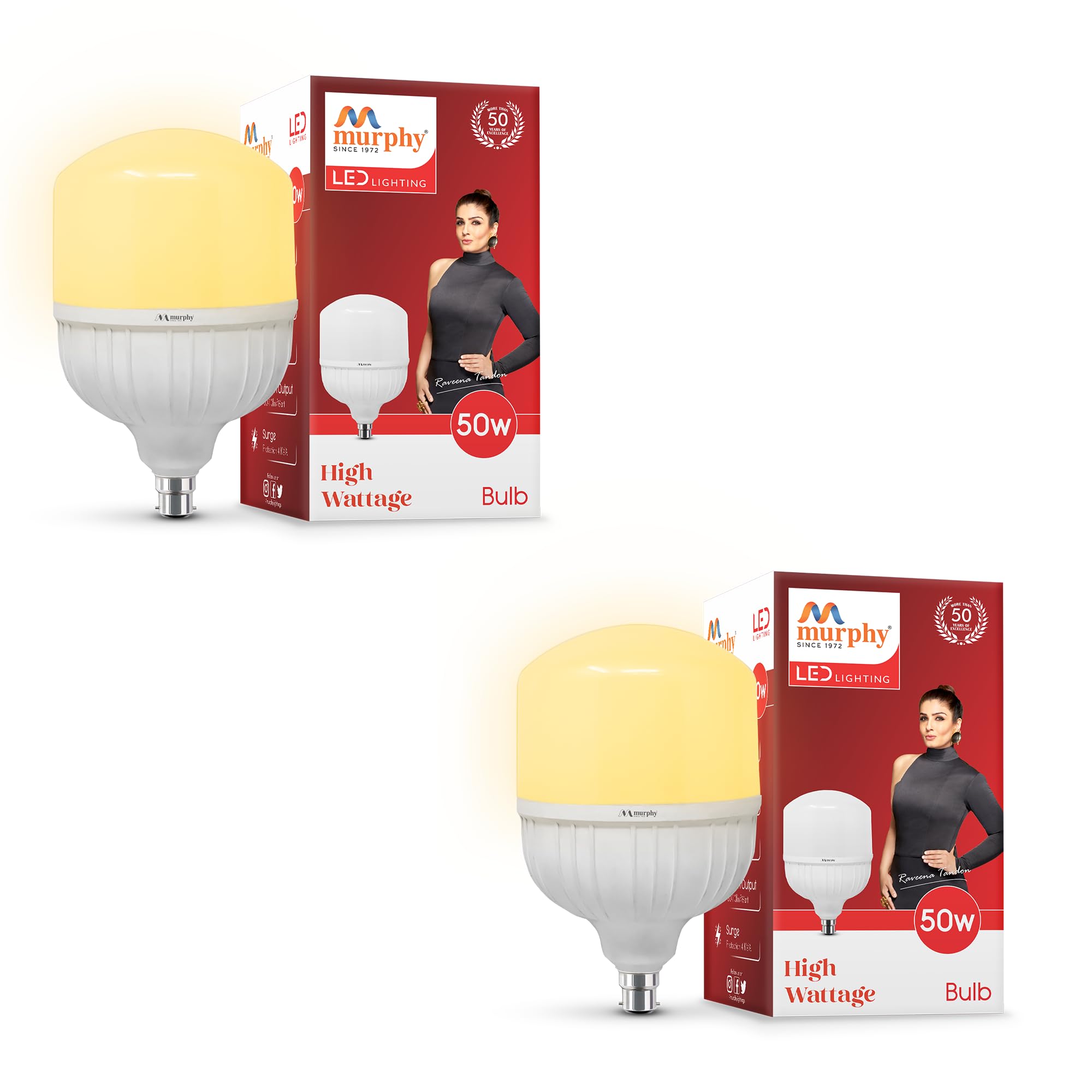 Murphy Base B22 50-Watt LED Globe Bulb (Pack of 2, Warm White)