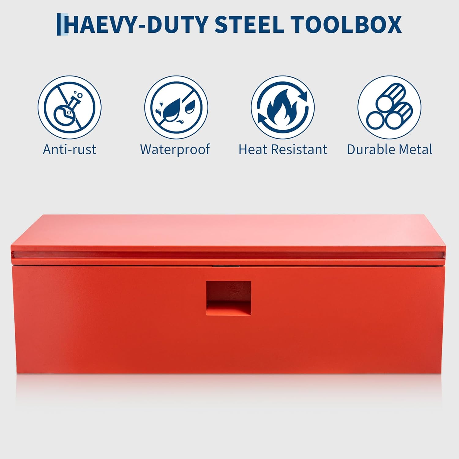 CABIHOME 48-Inch Heavy Duty Steel Truck Tool Box, Lockable & Weatherproof Jobsite Storage Chest with Hydraulic Lid for Pickup Trucks & Trailers