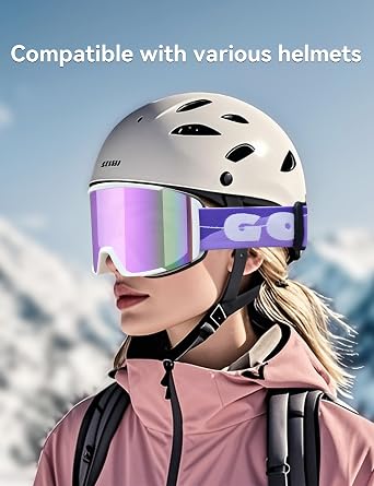 Ski Goggles For Men Women,Anti Fog UV Protection Snowboard Goggle for Adult Youth,Snow Goggles Over Glasses