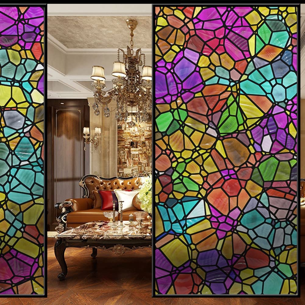 Pellicola Per Finestre Arcobaleno - 44.5x200 Cm, Adesione Statica, Blocca UV E Abbagliamento, Decorativa Per Privacy