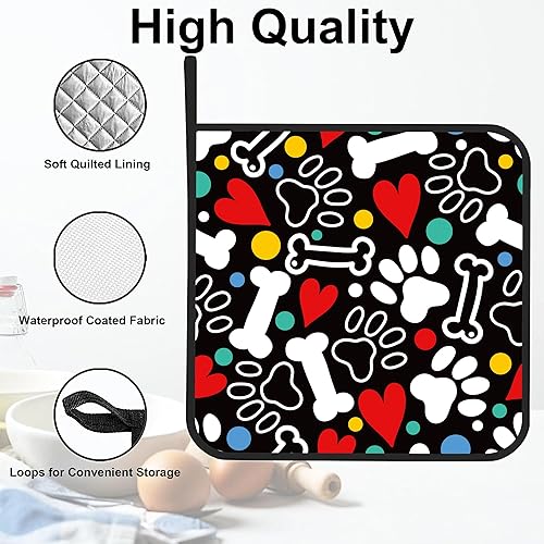 Miniatura 3 de Juego de 2 soportes para ollas con estampado de patas, resistentes al calor y antideslizantes, almohadillas calientes para horno de huesos y