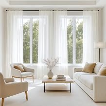 MIULEE Ivory Sheer Curtains 84 Inches Long, 4 Panels Set, Light Filtering Rod Pocket Voile Drapes for Living Room and Bedroom, Airy Soft Fabric Window Treatments, 42 x 84 Inches