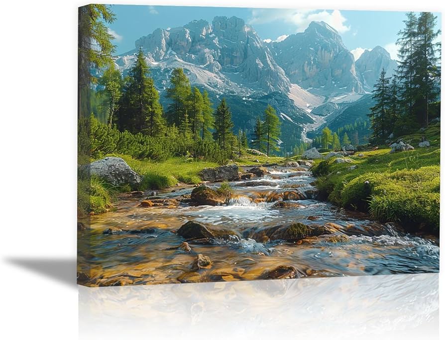 Amazon.co.jp: ZFXFHDR(へ楽ーツ) 山の絵 玄関 木、川の風景