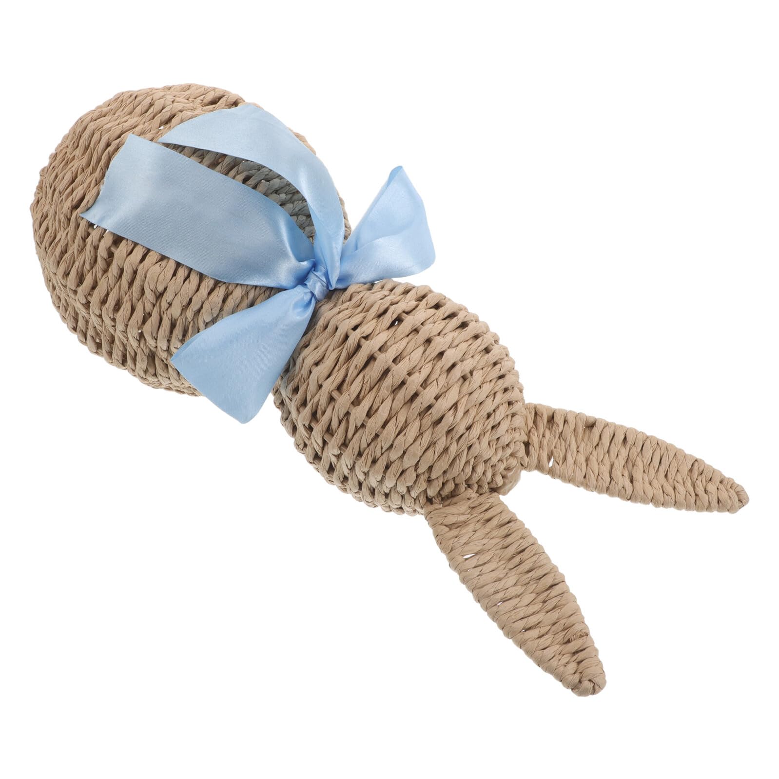 Veemoon Centrotavola Pasquale Coniglietto Intrecciato a Mano in Corda di Carta Blu, Decorazione Primaverile Rustica Leggera e Resistente per Festa e Arredamento Casa