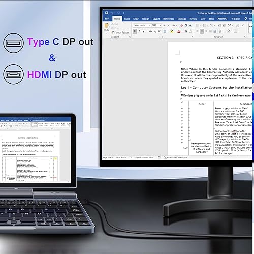 Miniatura 3 de Mini computadora portátil, pantalla táctil HD de 8 pulgadas, mini computadora Windows 11 Pro, Intel N100 4 núcleos 2 en 1 Pocket PC 12GB LPDDR5 RAM