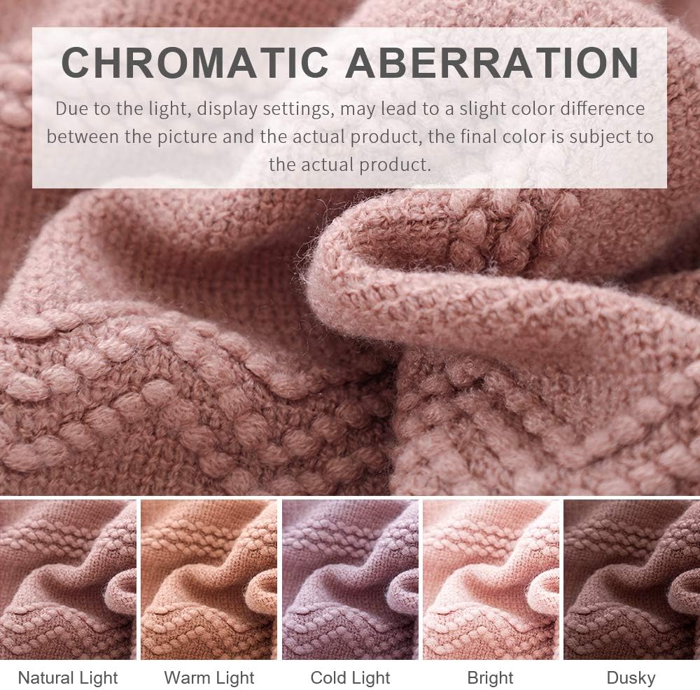 BOURINA Coral Pink Throw Blanket 50 x90 Inches Textured Solid Soft Sofa Throw Bed Runner Knitted Decorative Blanket