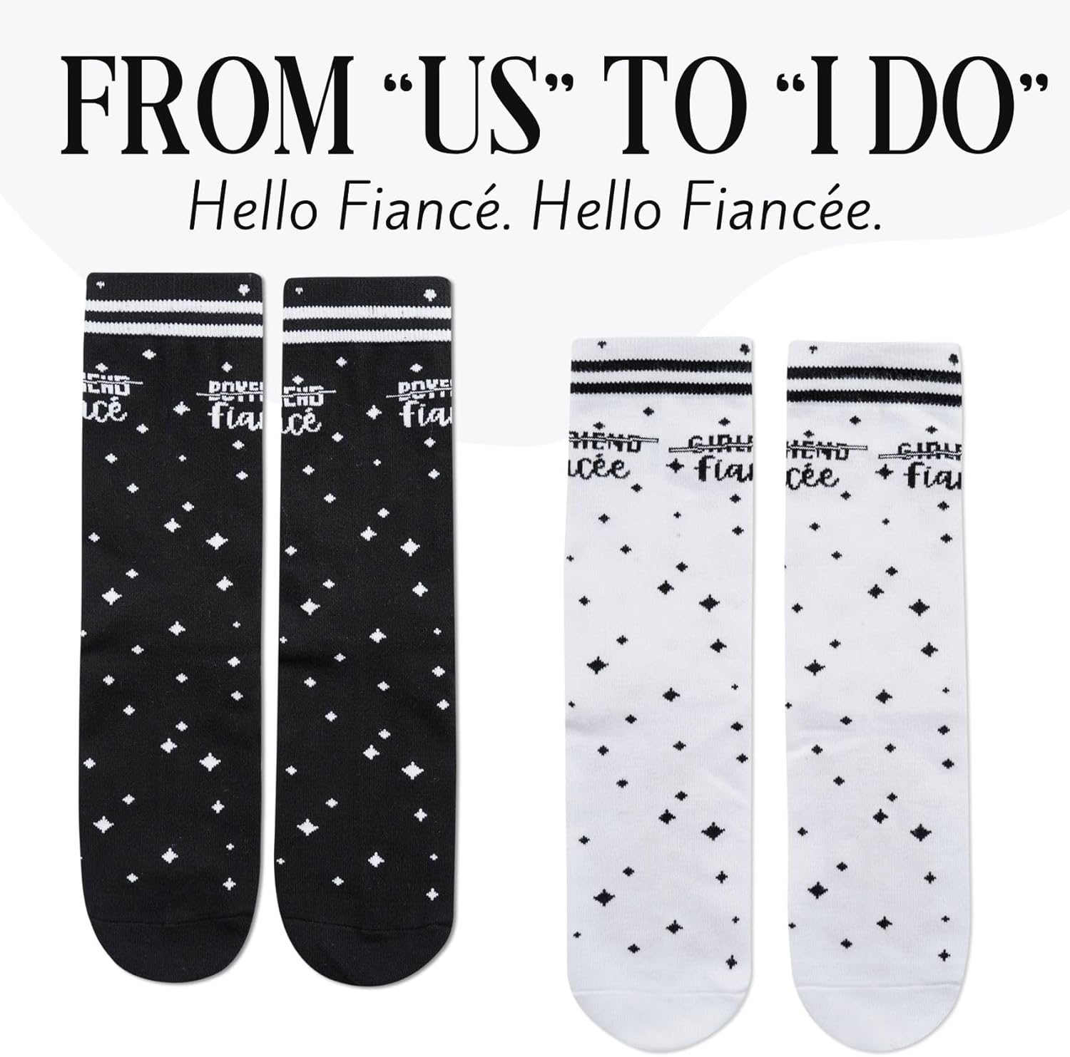 InnoBeta Engagement Gifts for Couples Socks Bundle 2 Pack, One Size Crew Socks for Bride and Groom - Image 6