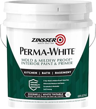 Zinsser Perma-White Mold & Mildew-Proof Interior Paint, Eggshell, 5 Gallon