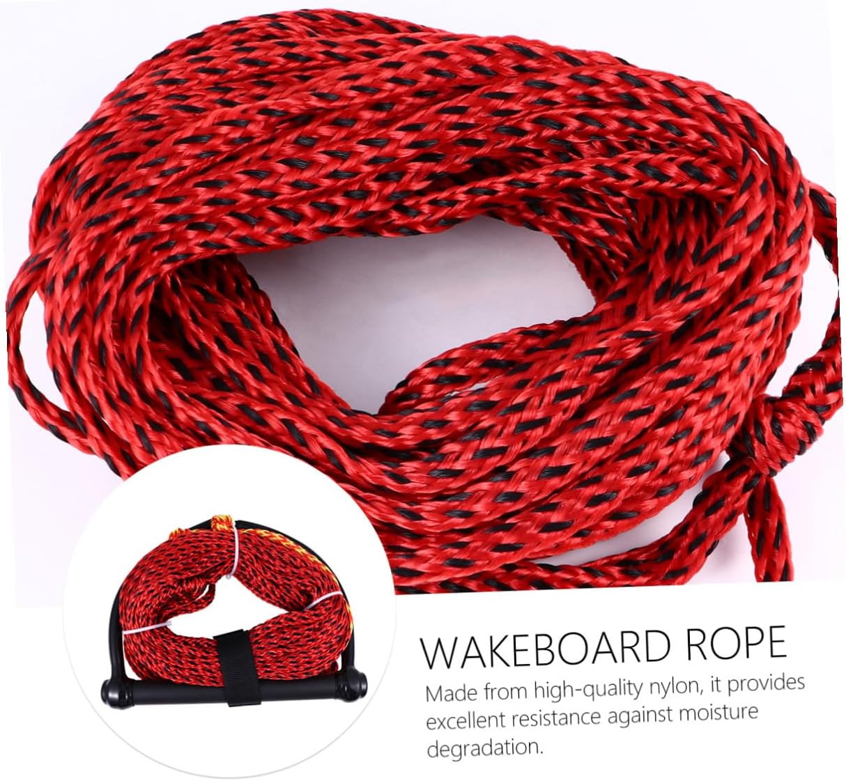 Water Ski Tow Rope with Black Handle for Waterskiing and Towing Tubes, Sturdy Watersports Rope for Wakeboards and Kneeboards, Boating Accessory for Water Sports Random Color