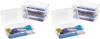 Sooez 6 Pack Pencil Case, Large Hard Pencil Box Bulk, Clear Crayon Box