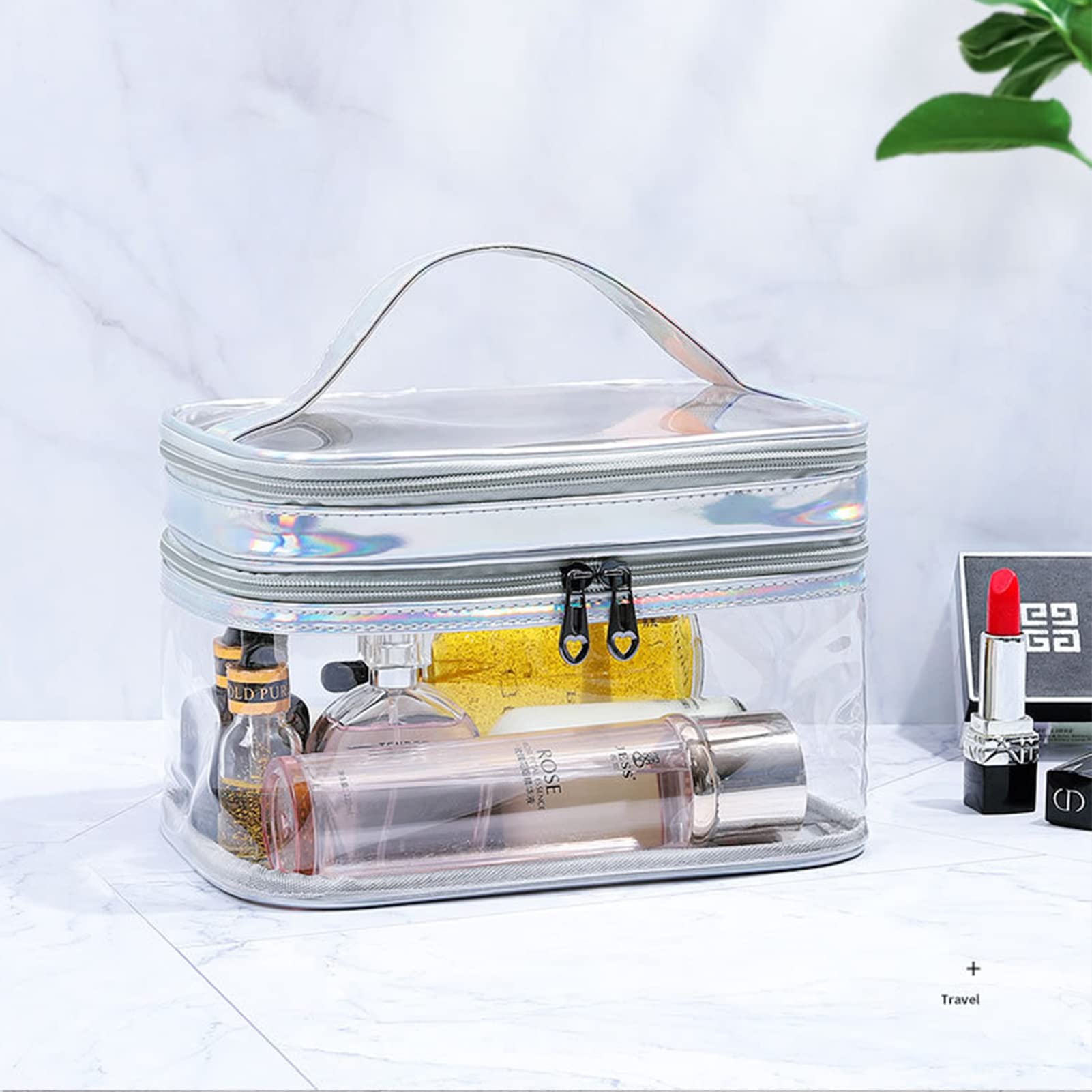 Neceser Transparente Viaje Avion Neceser Transparente 4 Piezas Bolsa De Aseo Portátil De PVC De Impermeable Con Cremallera Para Hombres Y Mujeres Para Vacaciones Baño Y Organización Neceser Mujer Mediano