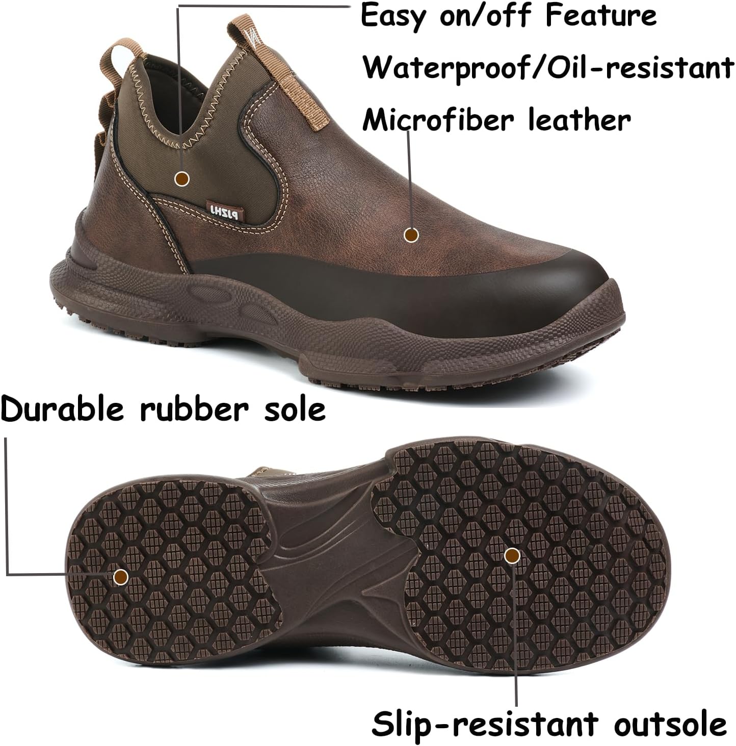 PJZHJ Non Slip Work Shoes Water & Oil Resistant Food Service Shoes Comfortable Slip-On Chef Footwear for Restaurant Hospital