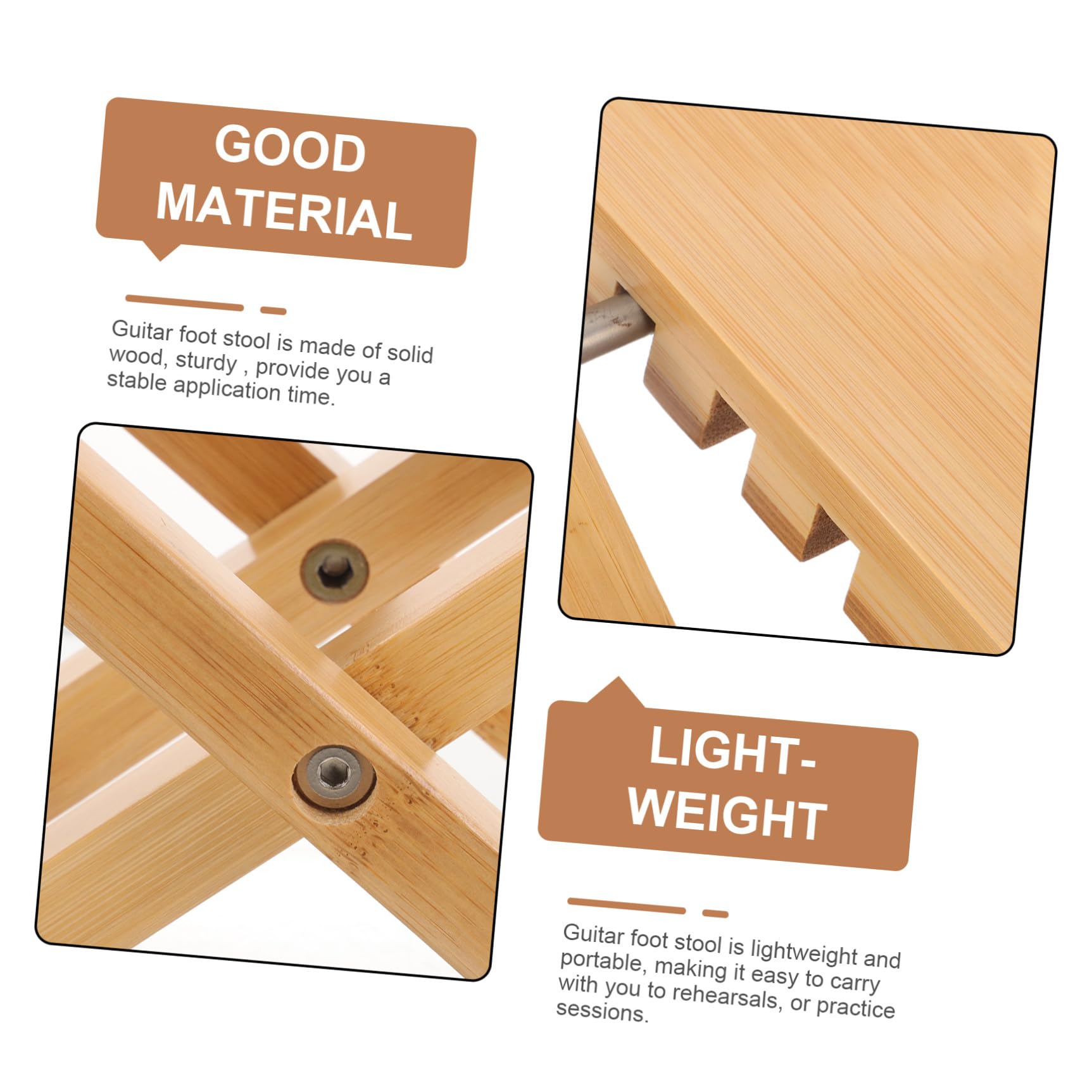 Yardwe Poggiapiedi Altezza Regolabile 4 Livelli per Chitarra Classica in Legno Leggero e Stabile, per Uso Domestico e Pratiche