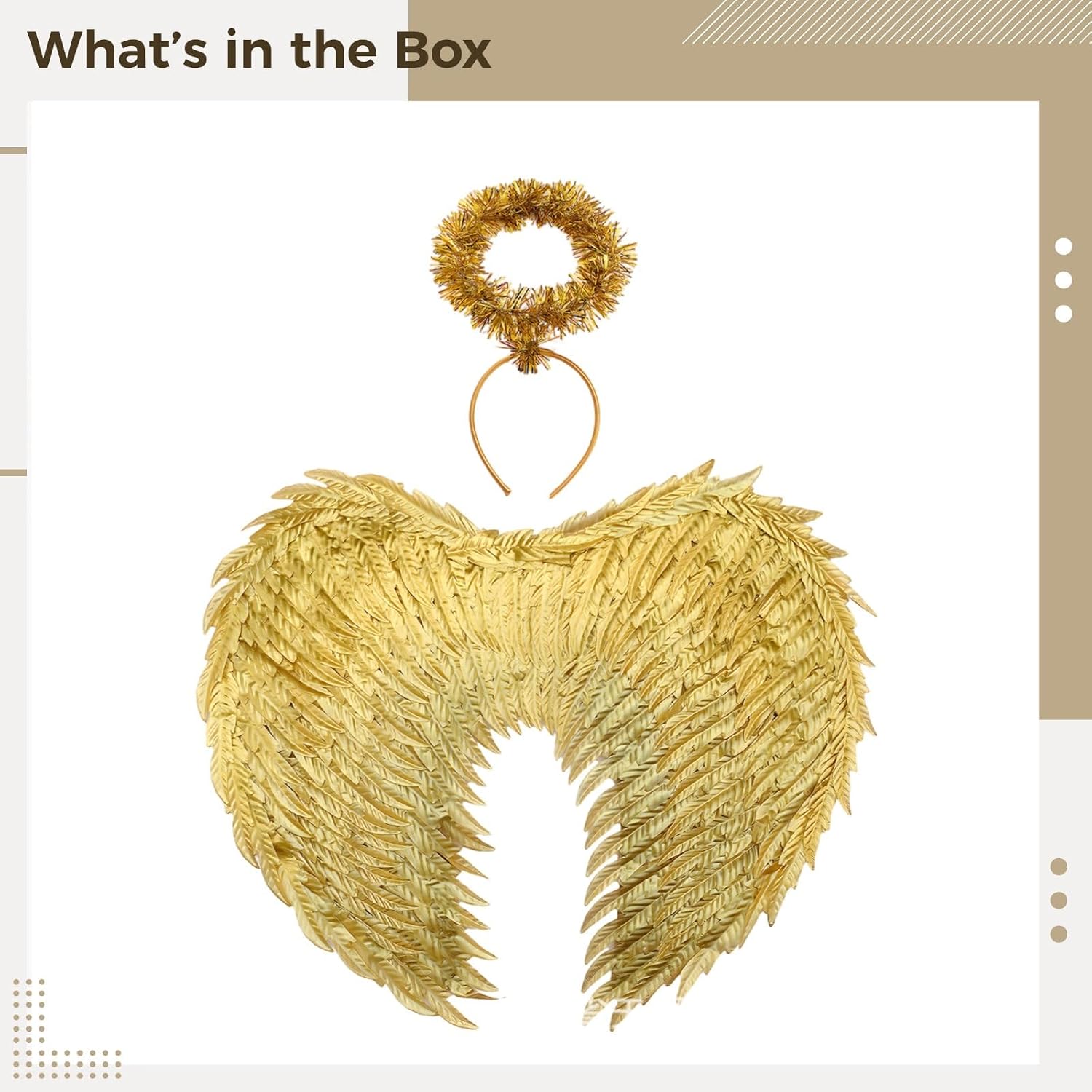 Gold Foil Angel Wings & Headband, Halloween Costume For Girls, Cosplay, Festivals, Parties