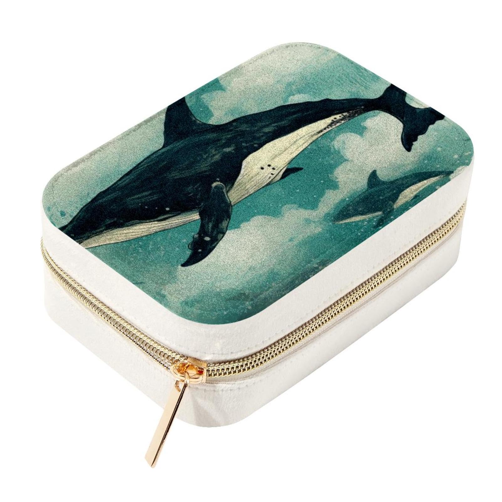 Joyero portátil de ballena estuche de viaje para pendientes y anillos mini