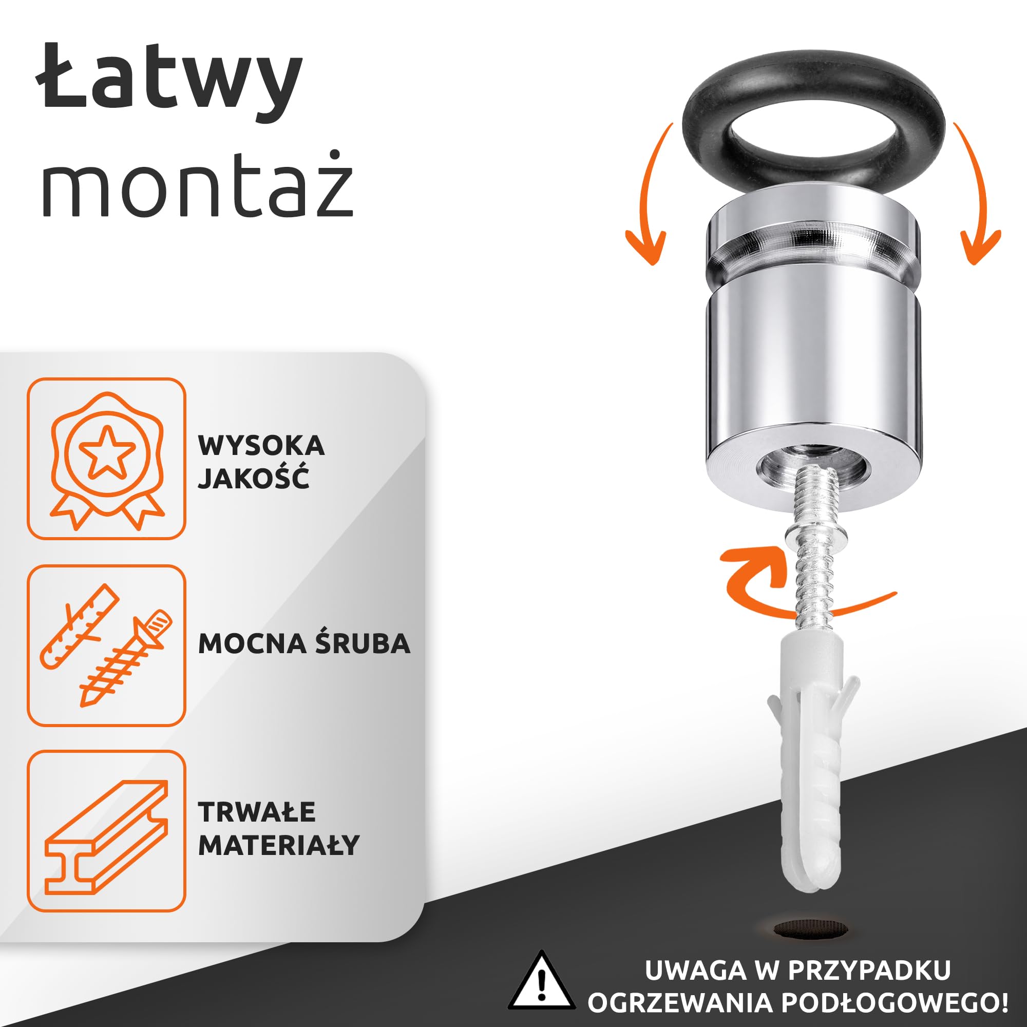 ECENCE Ogranicznik drzwi do przykręcenia stali nierdzewnej 2x Ø20x25mm Odbój do drzwi chrom w zestawie ze śrubami i kołkami