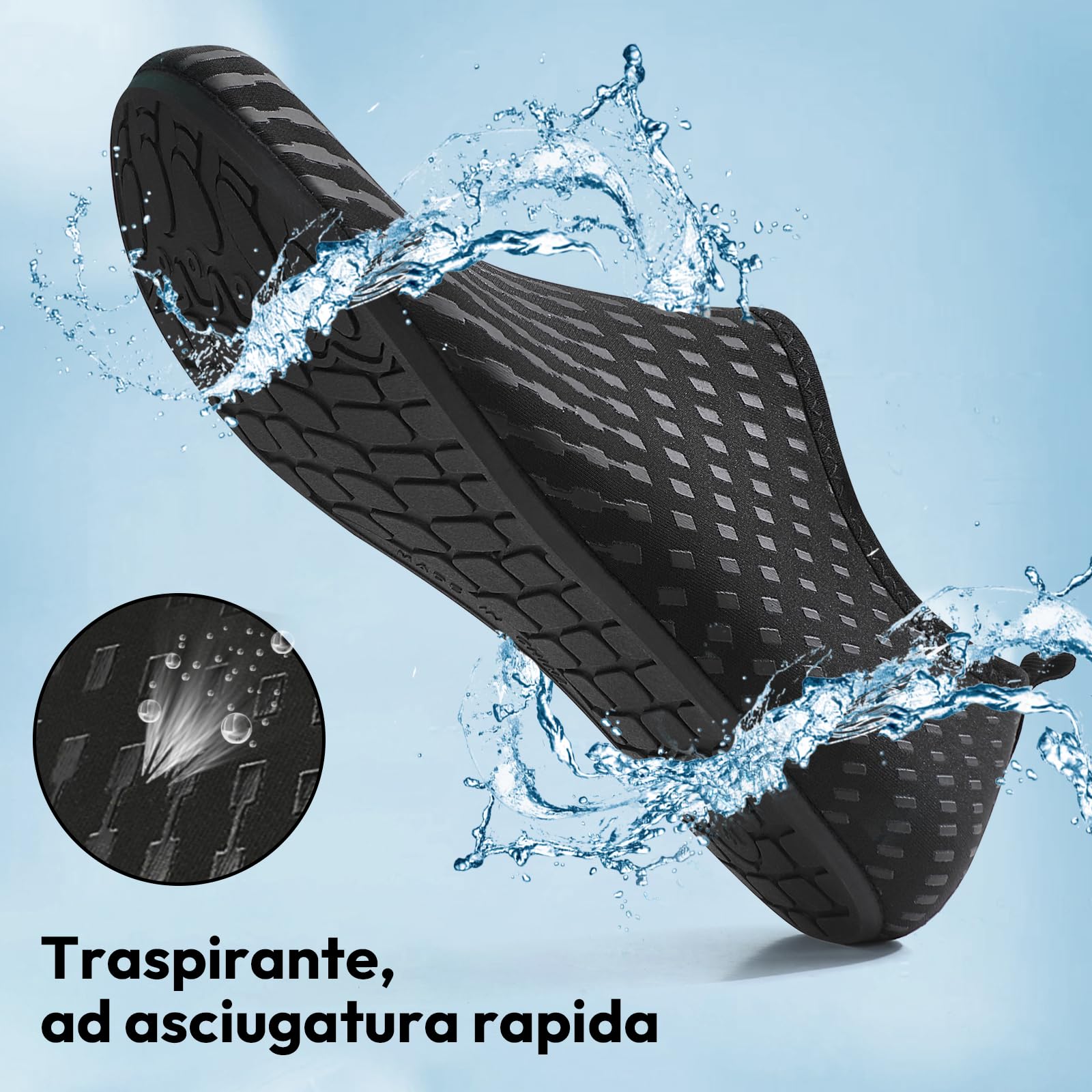 Donna Uomo Scarpe da Scoglio Scarpe da Immersione Antiscivolo Water Shoes Scarpe da Acqua per Spiaggia Surf Bagno Snorkel Yoga Sport Acquatici Gr.34-47 EU