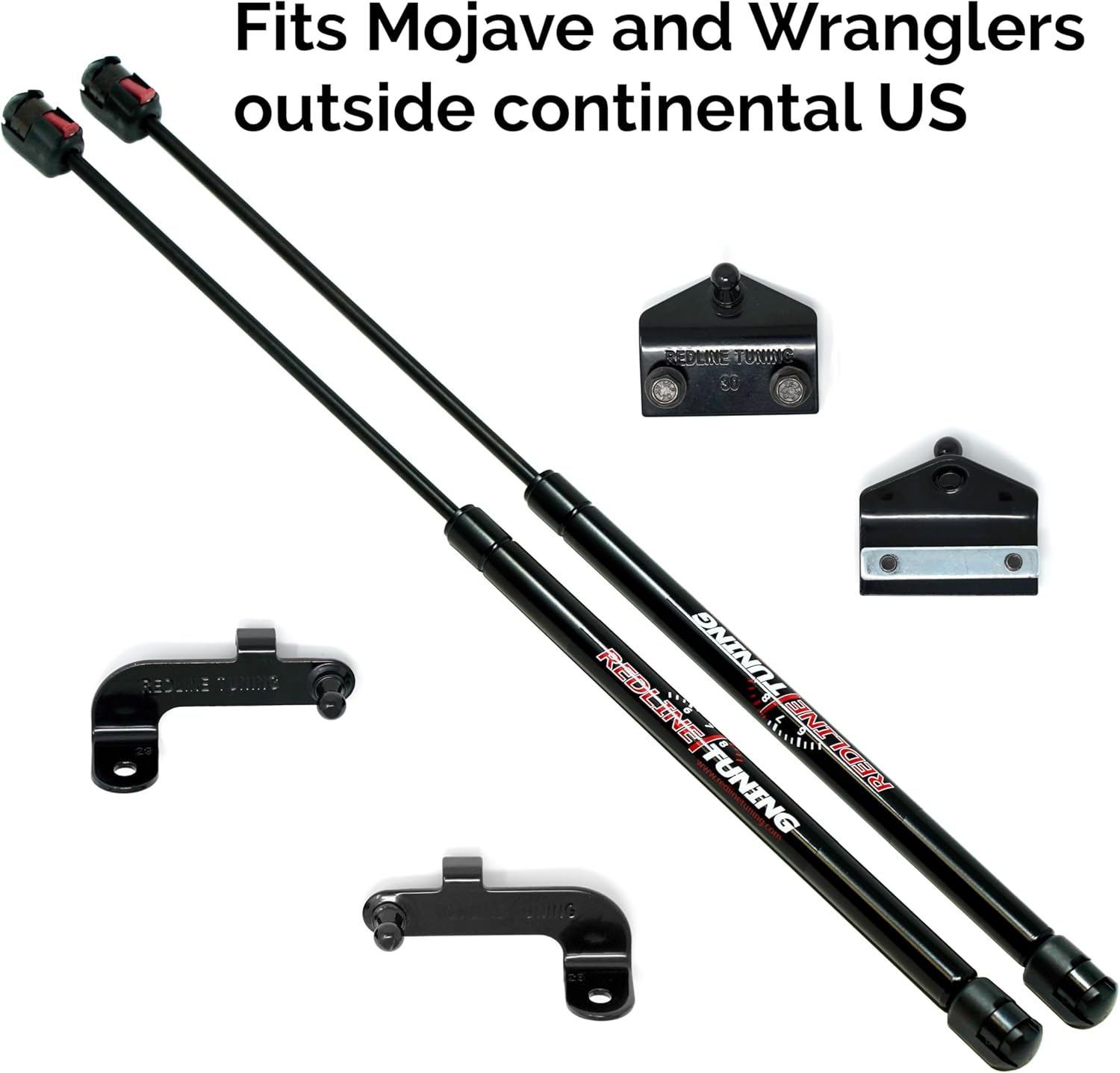 Redline Tuning 21-20006-02 Hood Quicklift Plus Bolt-in System Compatible with Jeep Gladiator Mojave 2020+ (Steel Hoods Only - All Black Components)