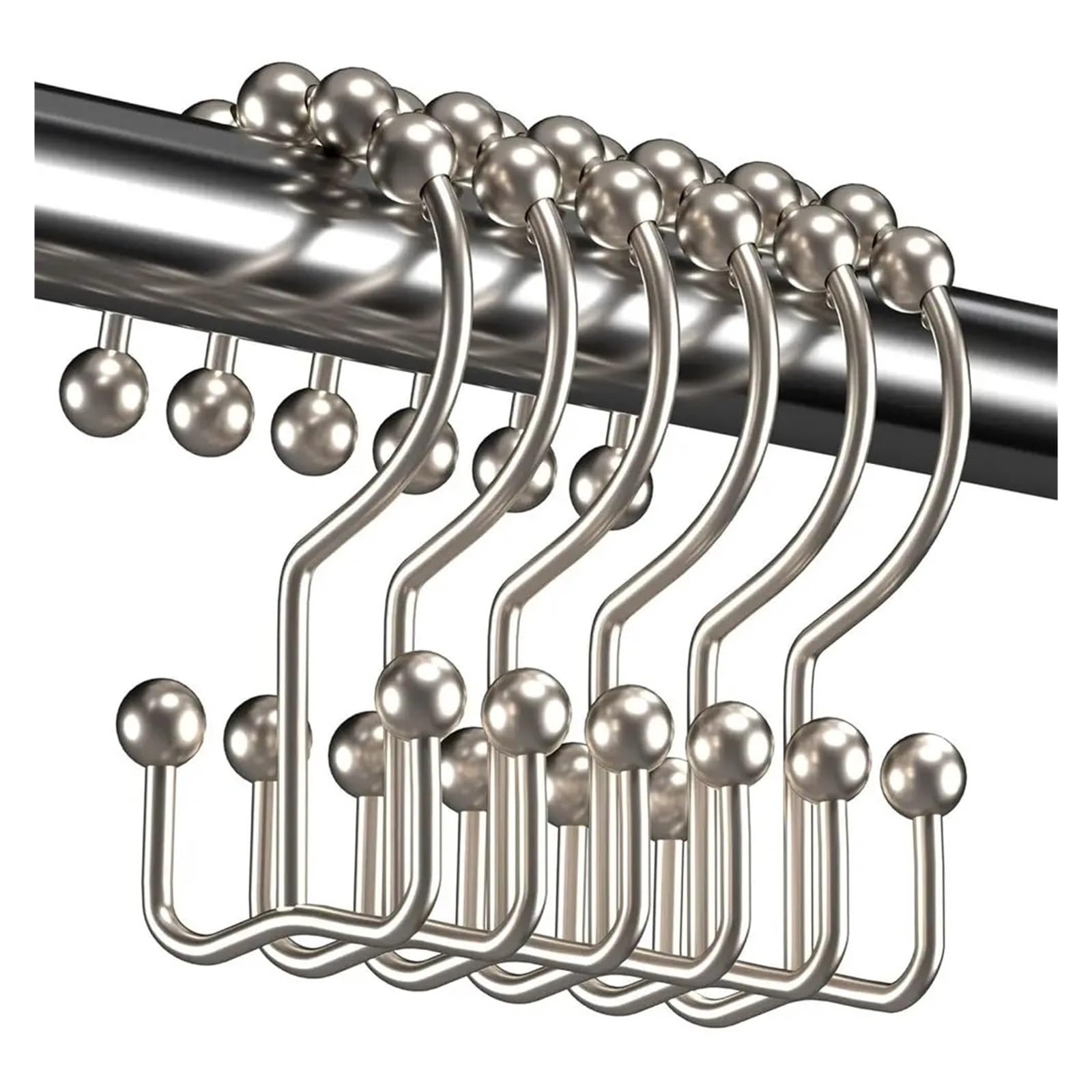 Curtain Rings 12Pcs Shower Curtain Hooks Rings, Double Glide Or Bathroom Rods Curtains