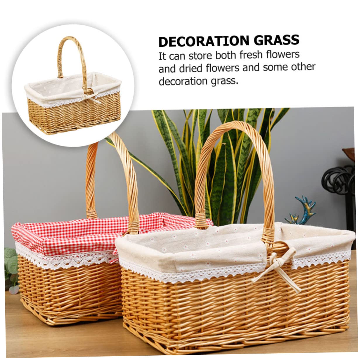 Alipis Cesta De Flores Tejida A Mano Multiusos De Mimbre Para Picnic Decoración Del Hogar Almacenamiento Y Decoración De Fiestas.